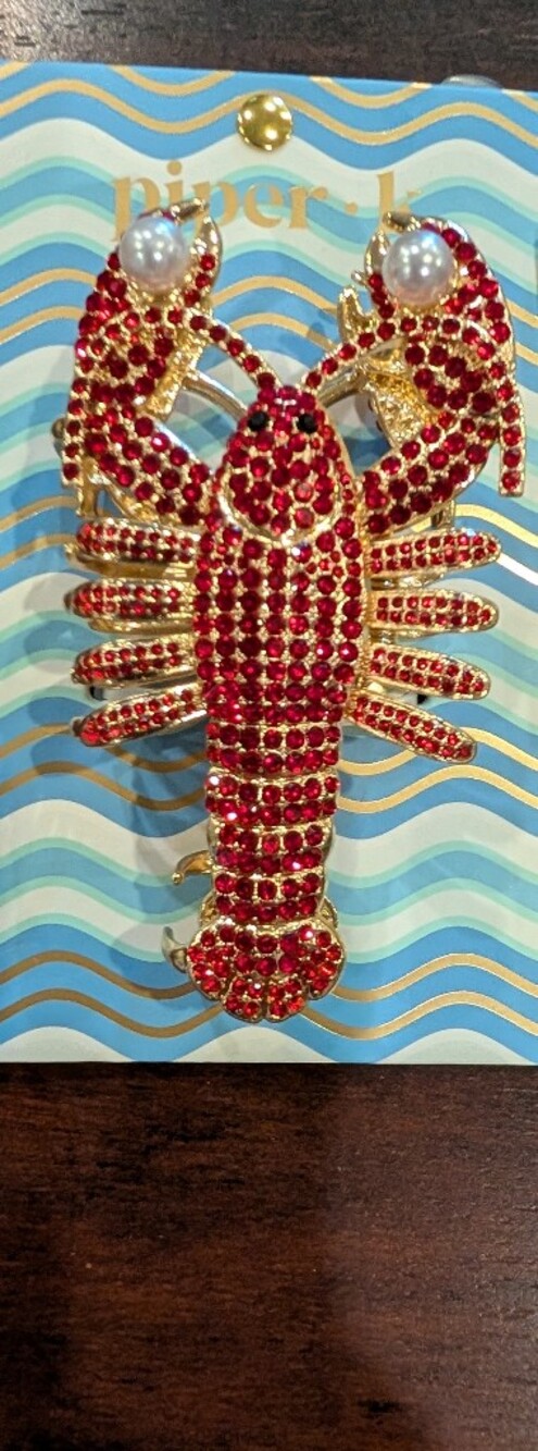 New Piper K Lobster Metal Hair Claw Clip w Rhinestones - Picture 2 of 4